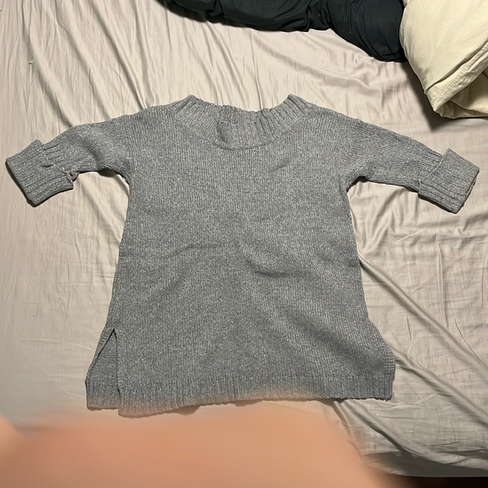 Free People Grey Knit Boatneck Tunic Sweater Size M